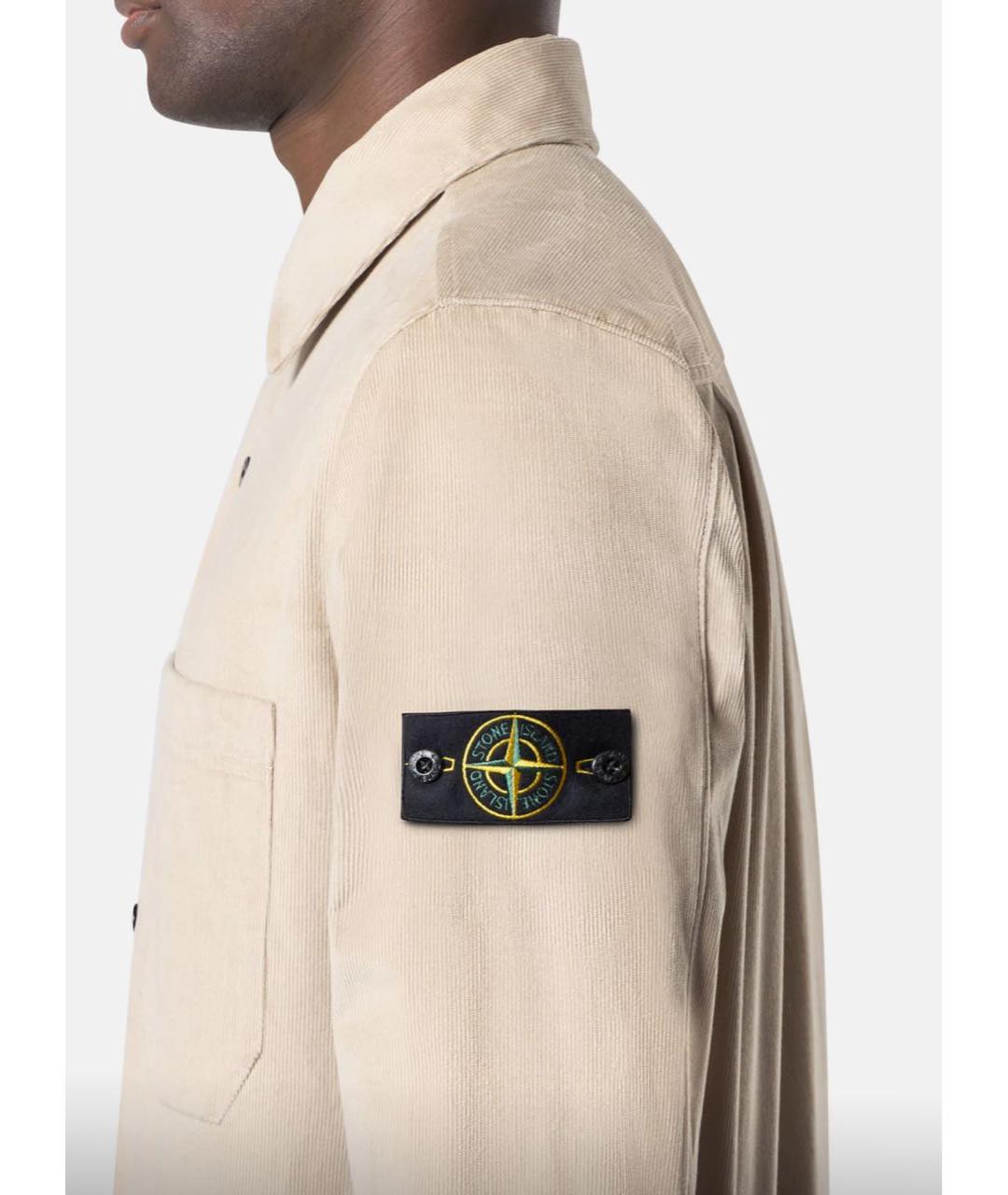 STONE ISLAND Бежевая хлопковая кэжуал рубашка, фото 3