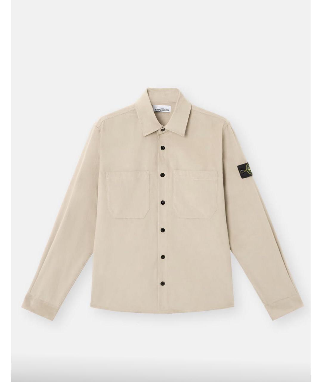 STONE ISLAND Бежевая хлопковая кэжуал рубашка, фото 7