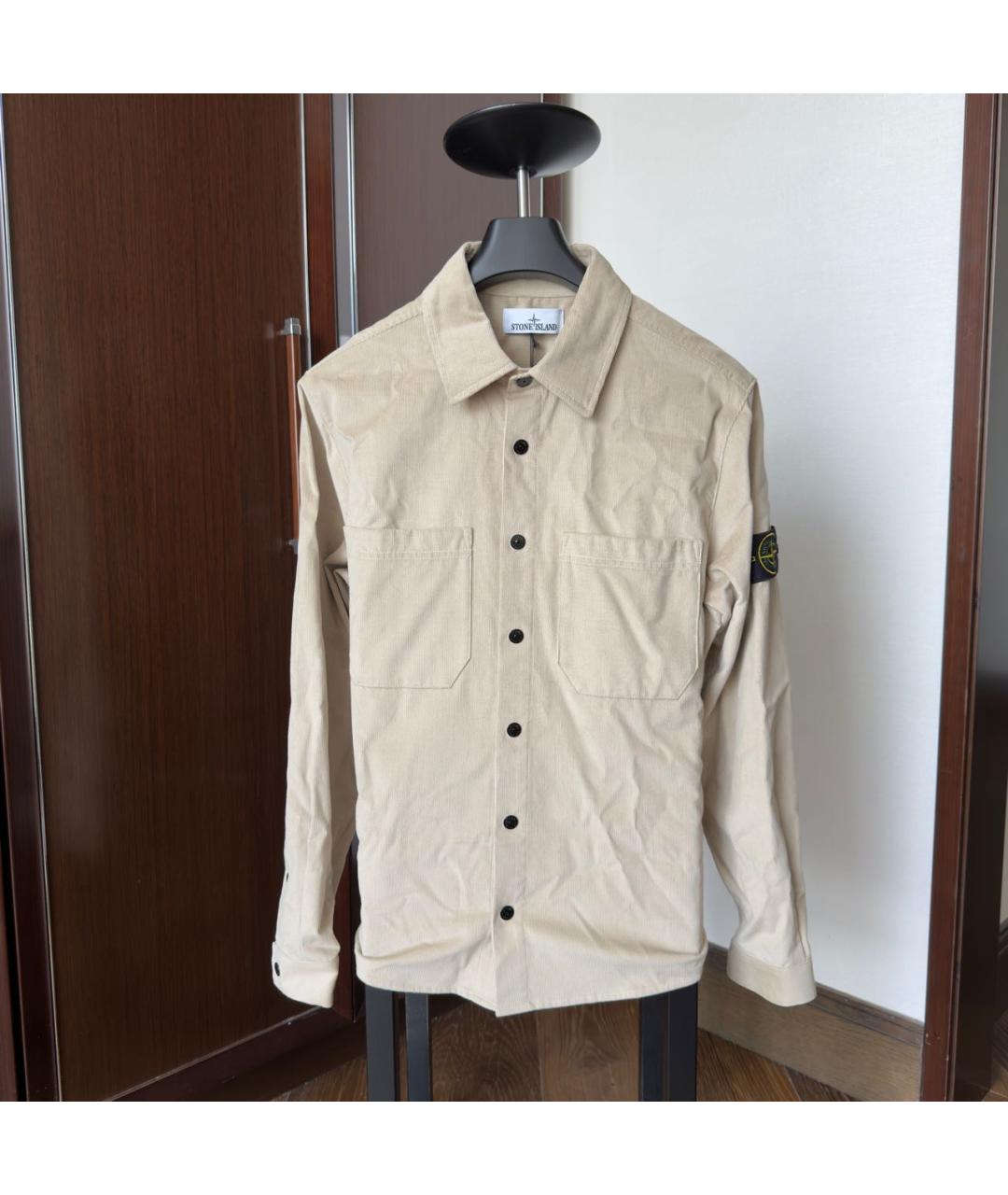 STONE ISLAND Бежевая хлопковая кэжуал рубашка, фото 6