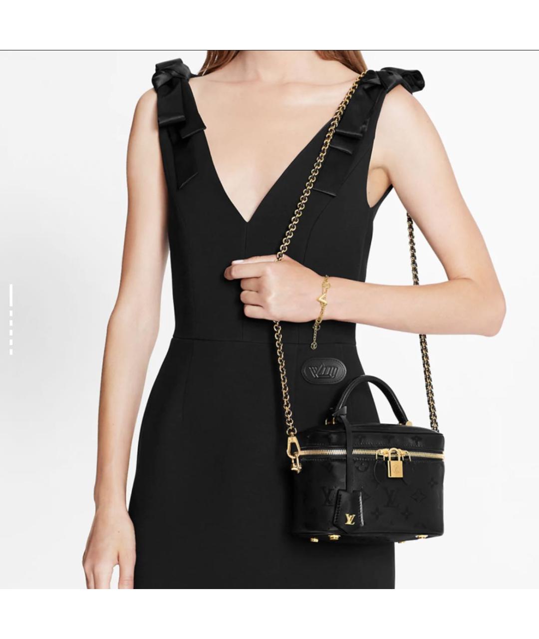 LOUIS VUITTON Черная кожаная сумка с короткими ручками, фото 5