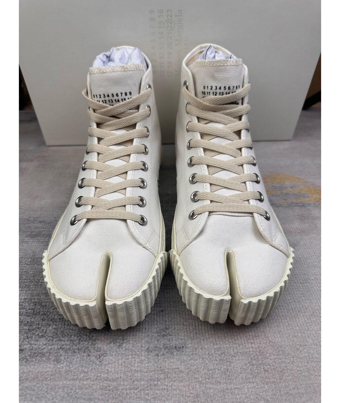 MAISON MARGIELA Бежевые текстильные высокие кроссовки / кеды, фото 3