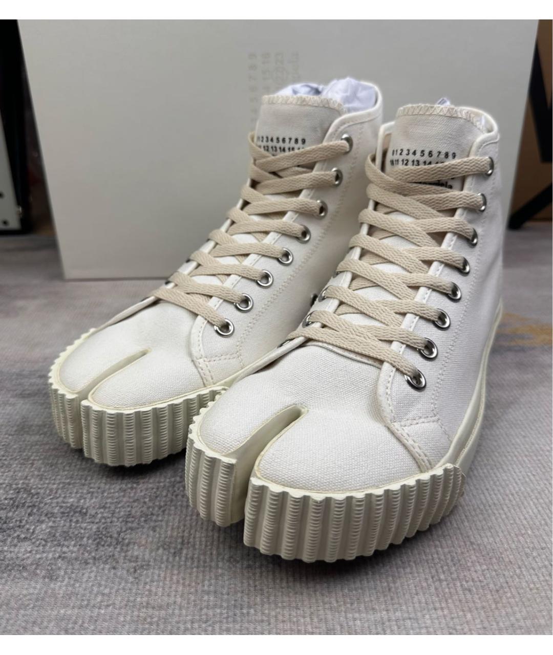 MAISON MARGIELA Бежевые текстильные высокие кроссовки / кеды, фото 2