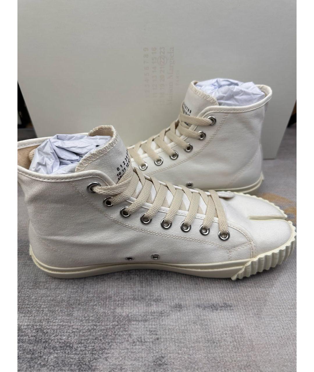 MAISON MARGIELA Бежевые текстильные высокие кроссовки / кеды, фото 8