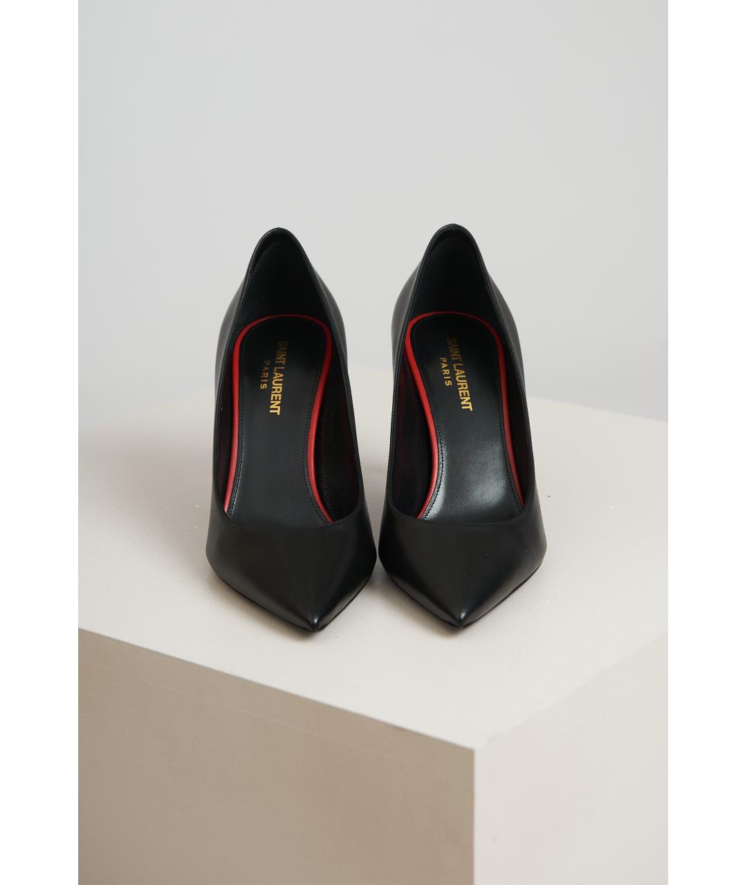 SAINT LAURENT Черные кожаные туфли, фото 3