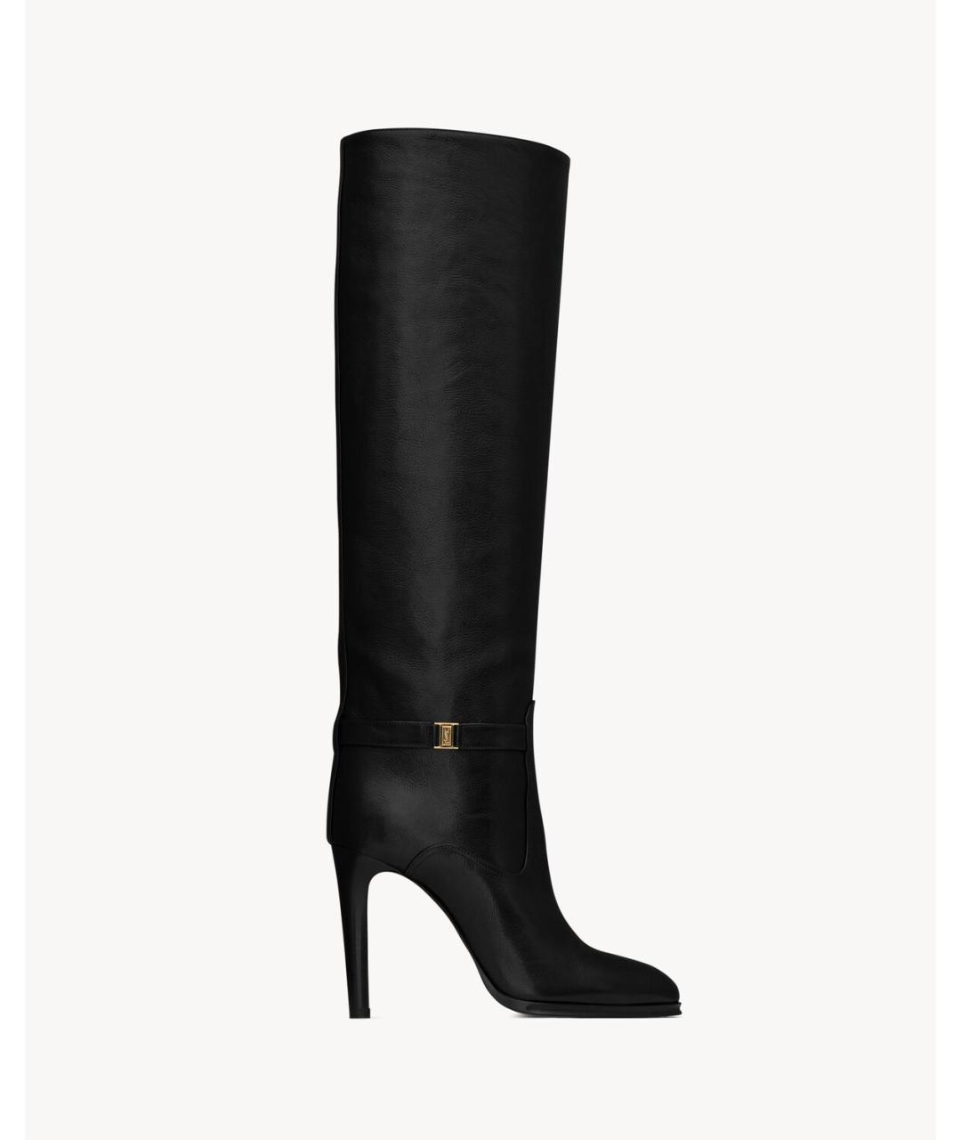 SAINT LAURENT Черные кожаные ботфорты, фото 6