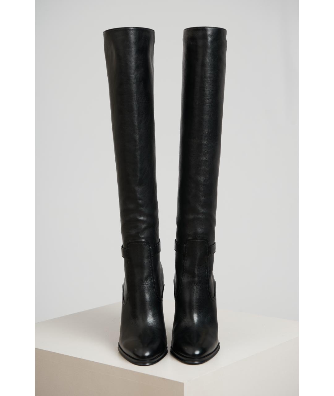 SAINT LAURENT Черные кожаные ботфорты, фото 4