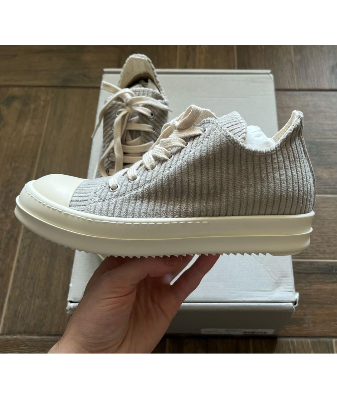 RICK OWENS DRKSHDW Серые текстильные кроссовки, фото 8
