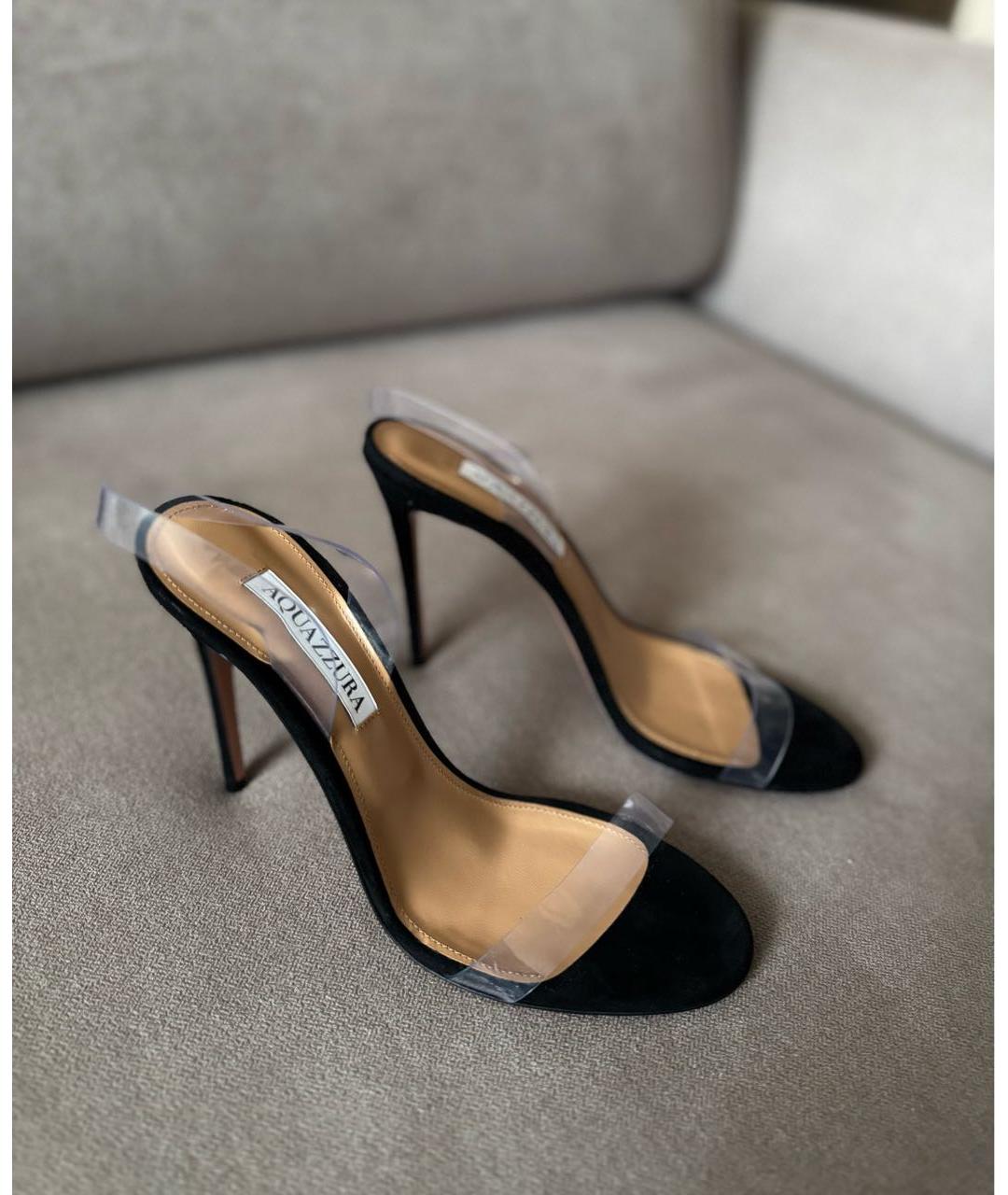 AQUAZZURA Черные замшевые босоножки, фото 3