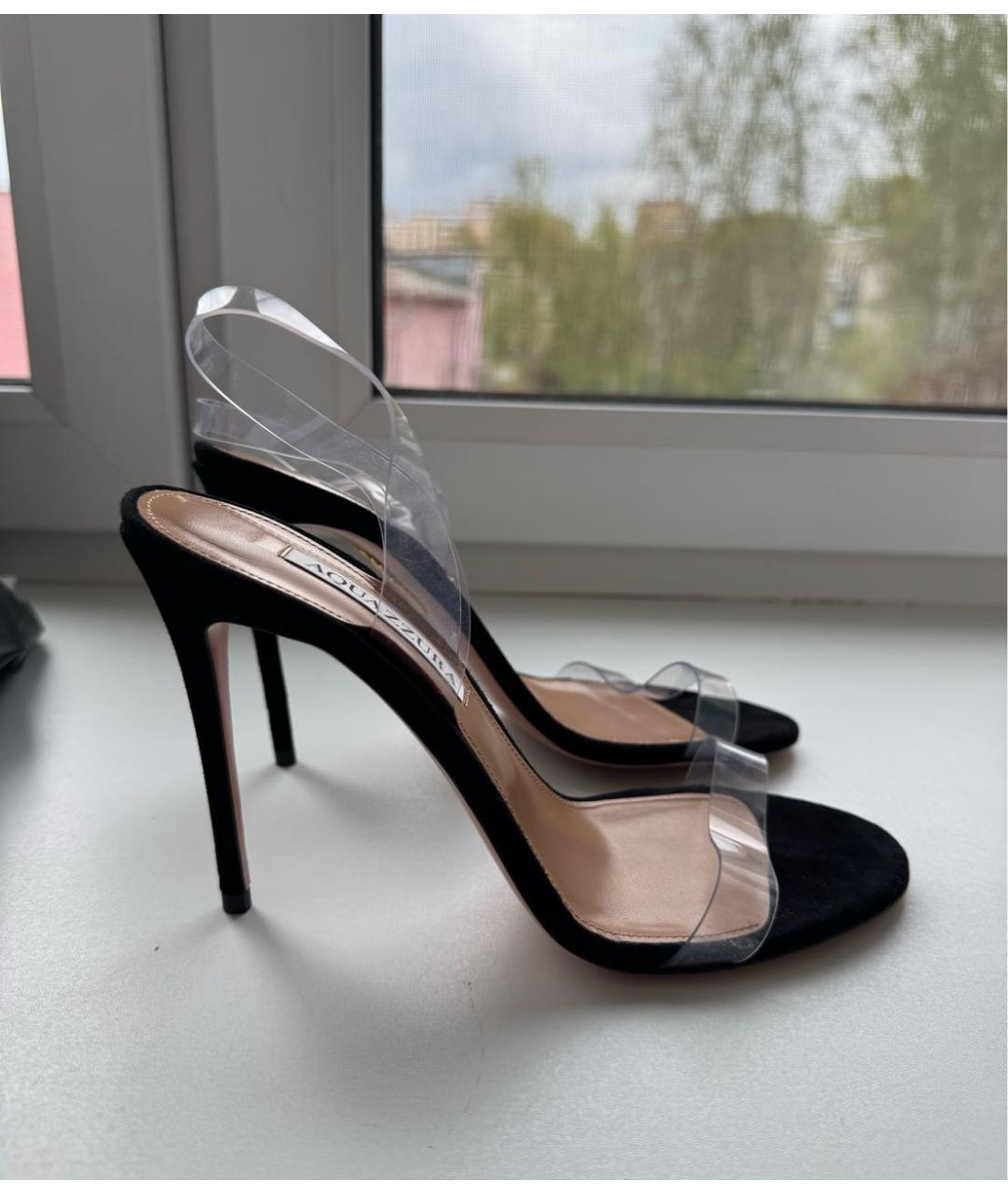 AQUAZZURA Черные замшевые босоножки, фото 8