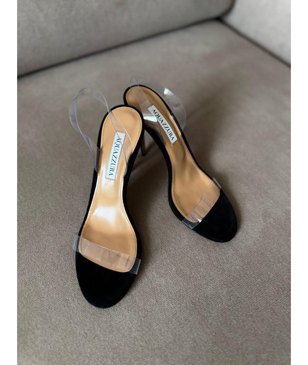 AQUAZZURA Черные замшевые босоножки, фото 2