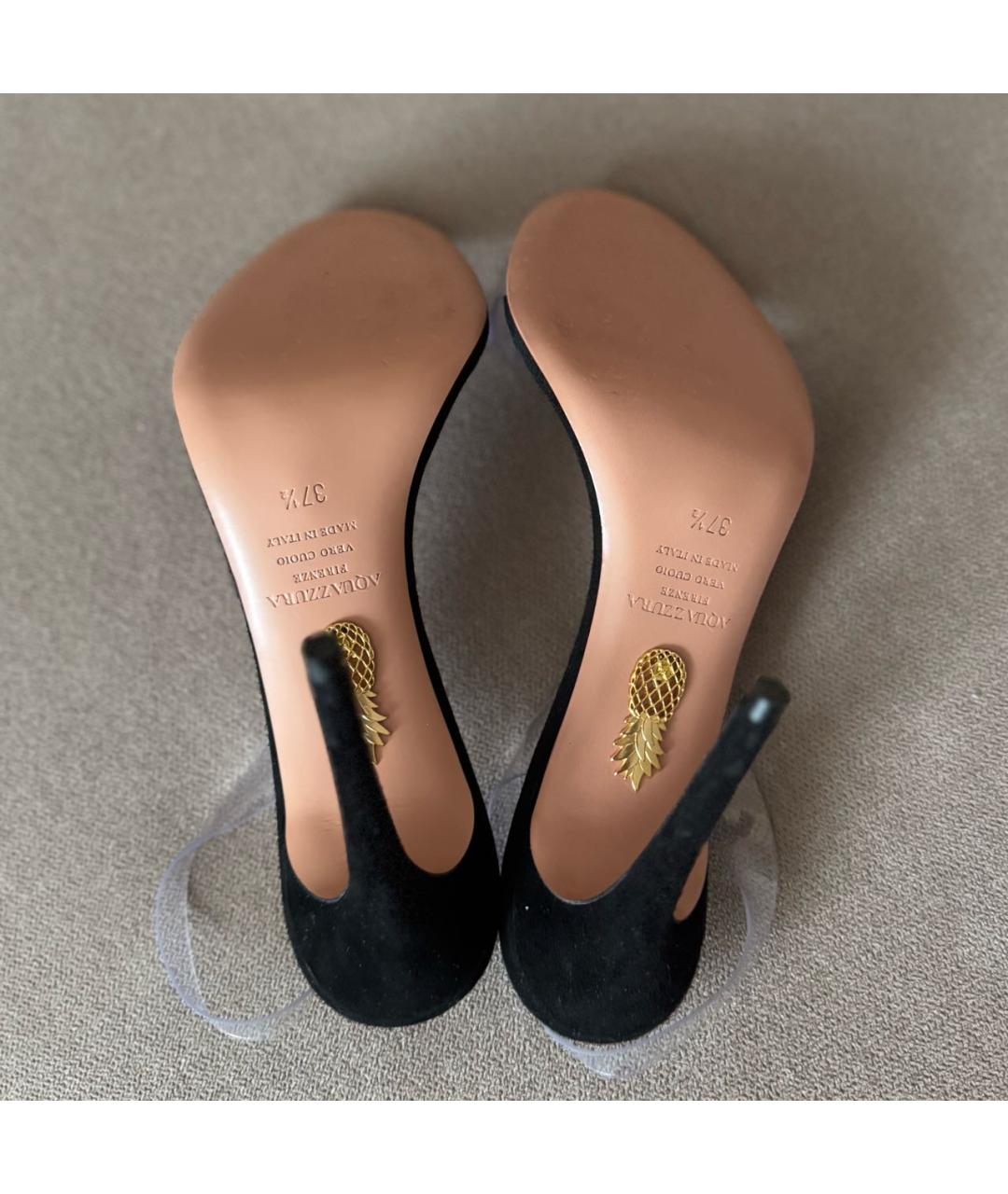 AQUAZZURA Черные замшевые босоножки, фото 4