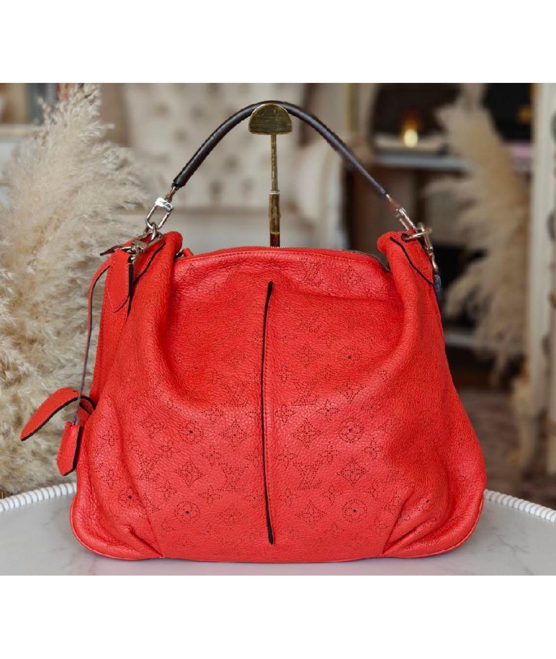LOUIS VUITTON Красная кожаная сумка с короткими ручками, фото 2