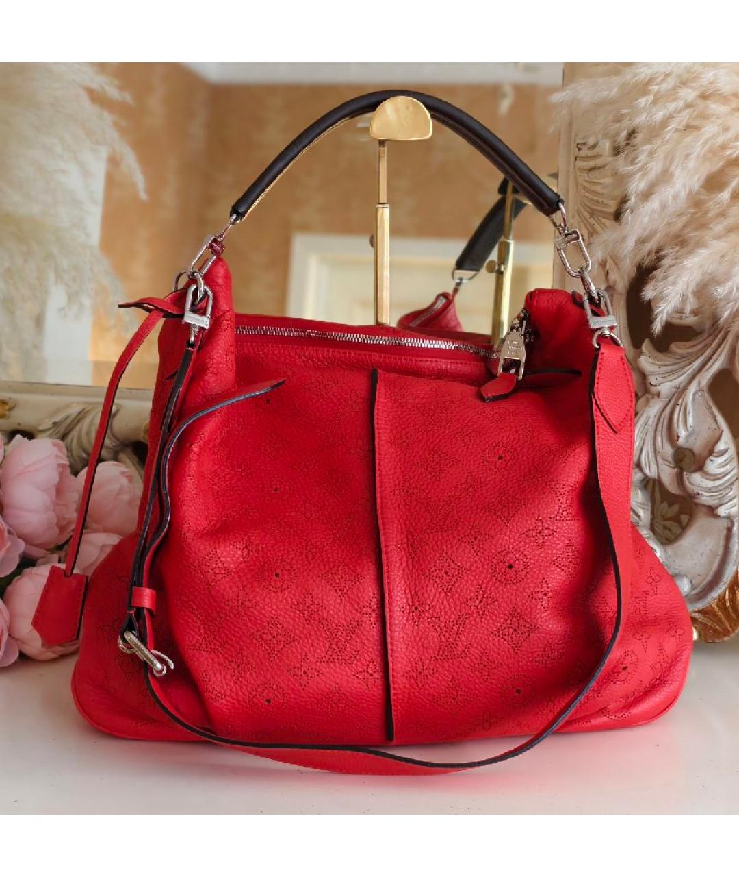 LOUIS VUITTON Красная кожаная сумка с короткими ручками, фото 8