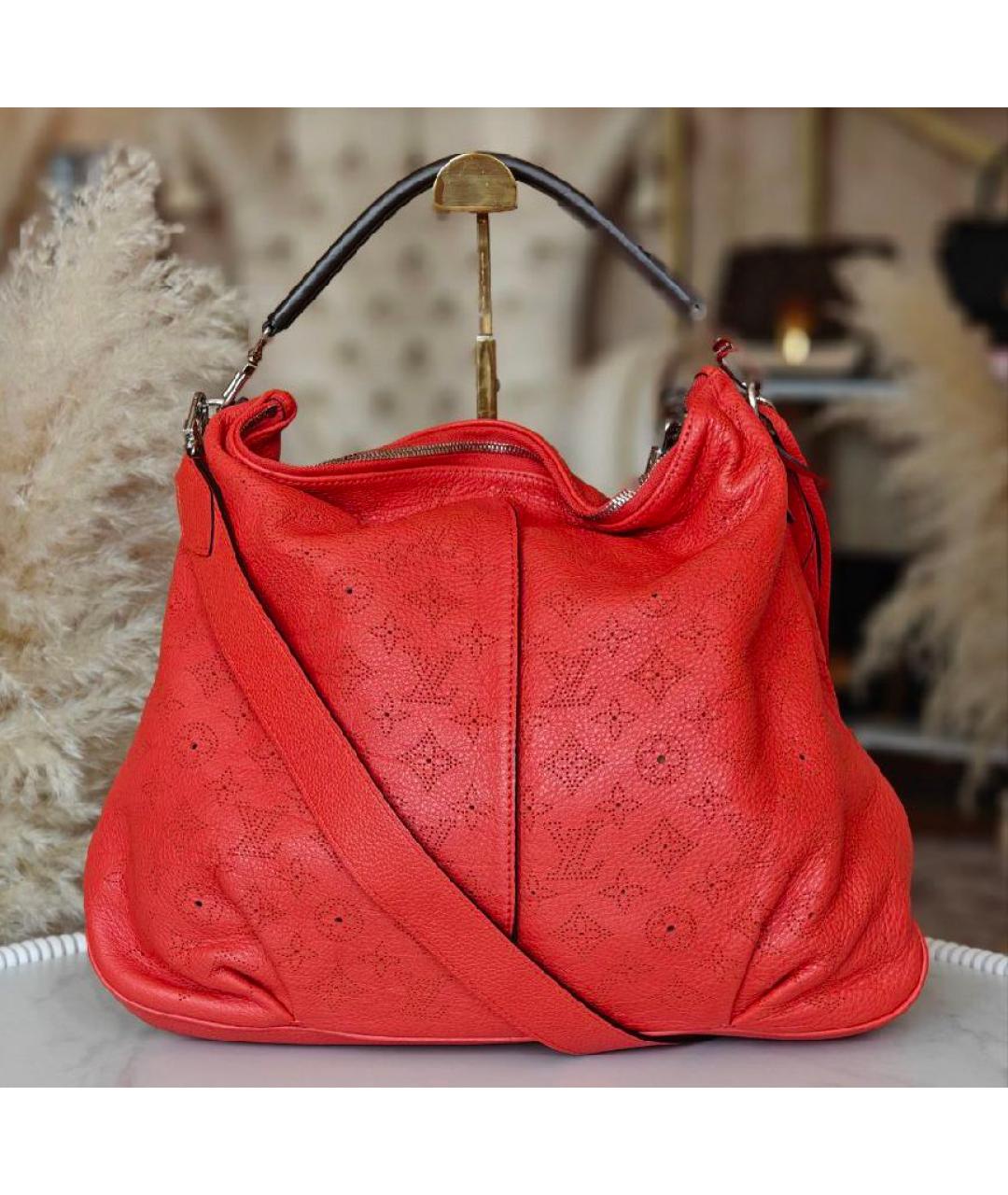 LOUIS VUITTON Красная кожаная сумка с короткими ручками, фото 3