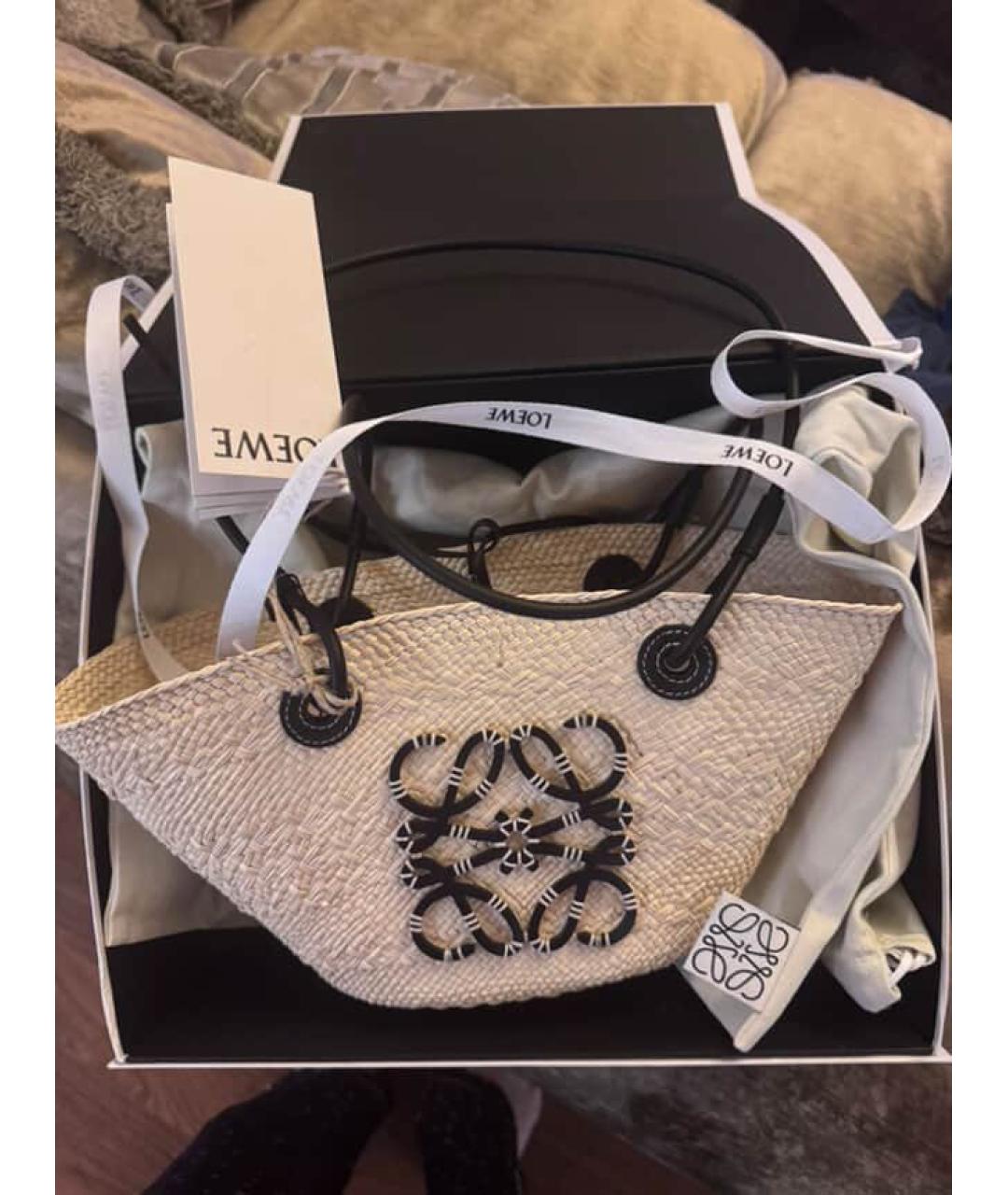 LOEWE Бежевая пелетеная пляжная сумка, фото 2