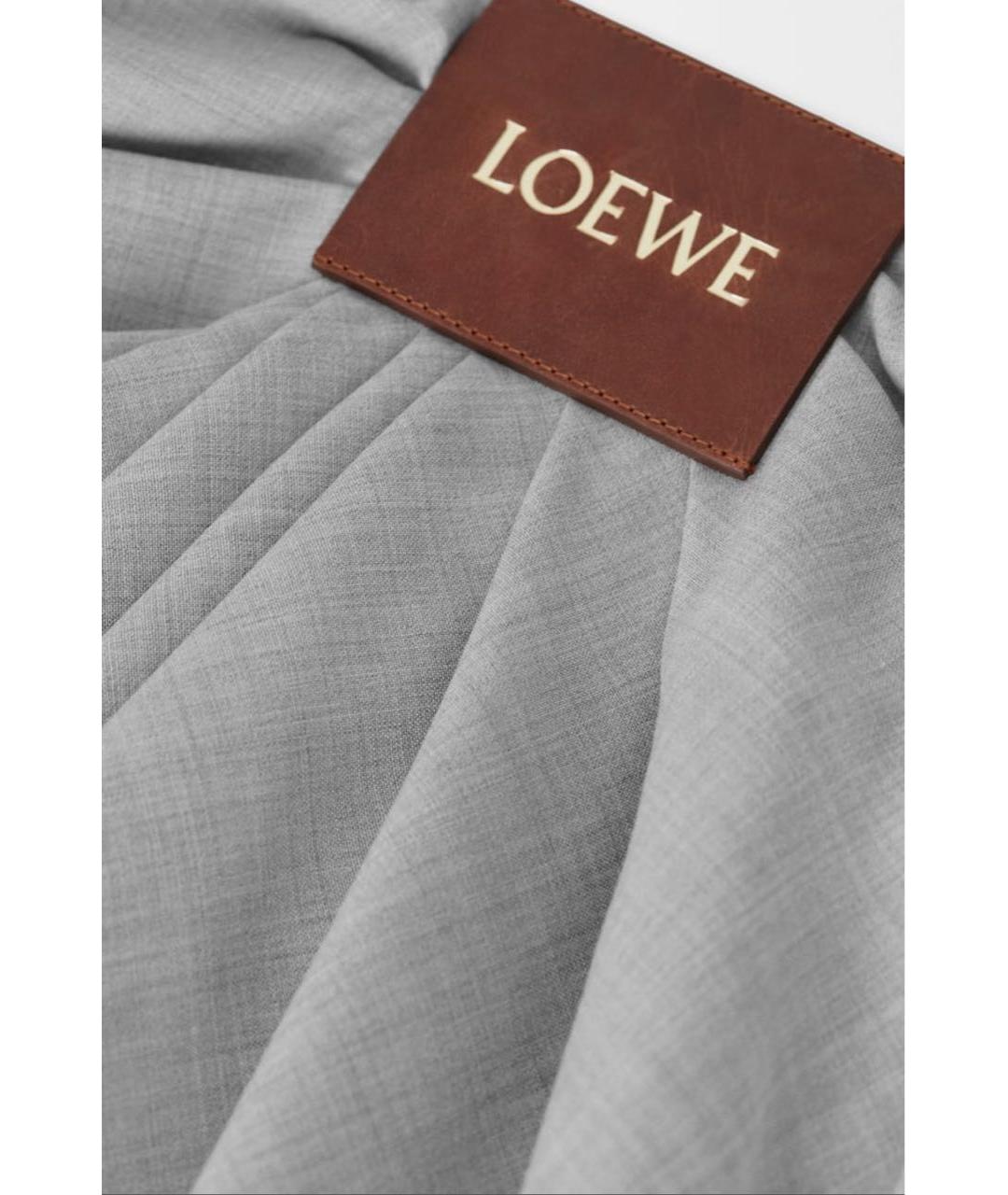 LOEWE Серые шерстяные брюки широкие, фото 6