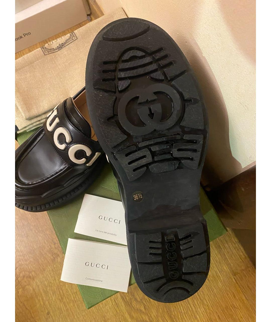 GUCCI Черные кожаные лоферы, фото 3