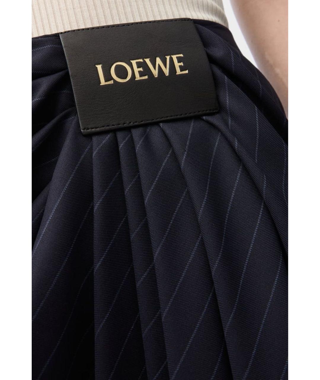 LOEWE Темно-синие шерстяные брюки широкие, фото 5