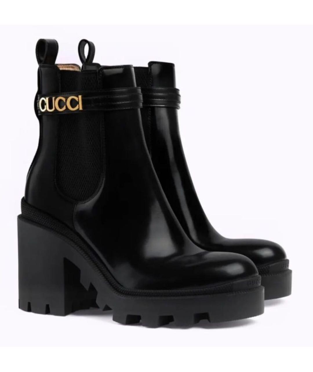 GUCCI Черные кожаные ботинки, фото 2