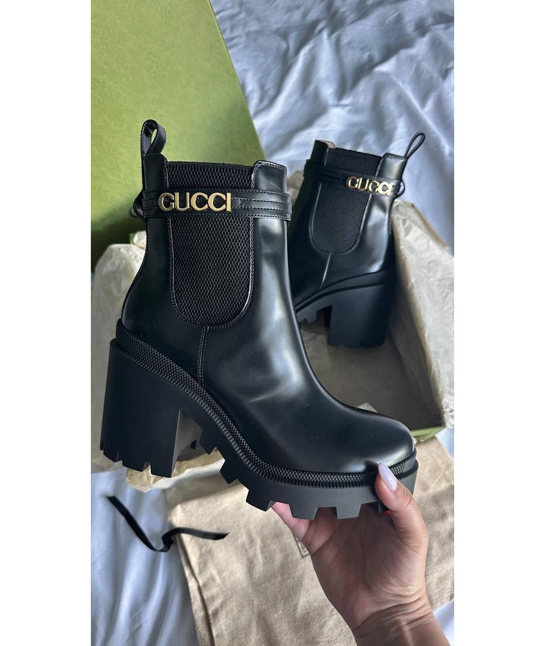 GUCCI Черные кожаные ботинки, фото 3