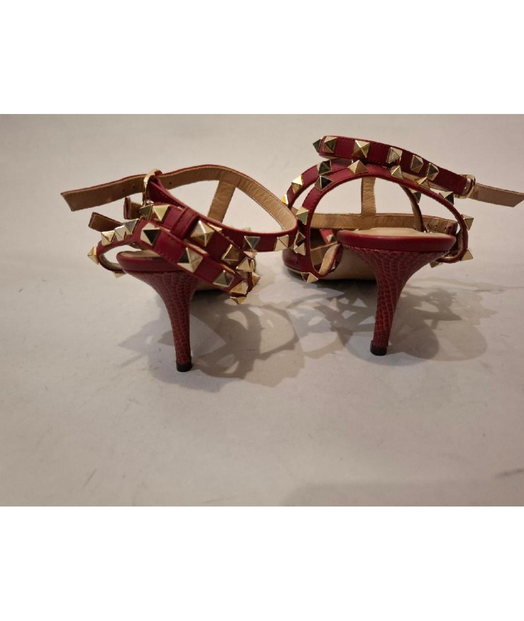 VALENTINO Бордовые кожаные босоножки, фото 3
