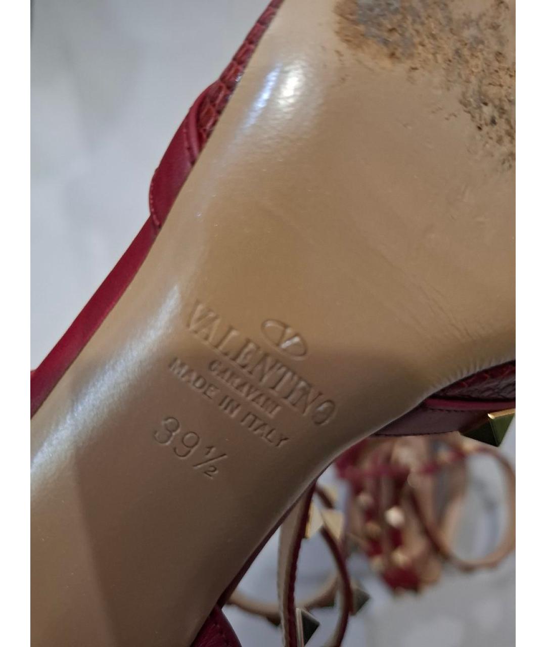 VALENTINO Бордовые кожаные босоножки, фото 4