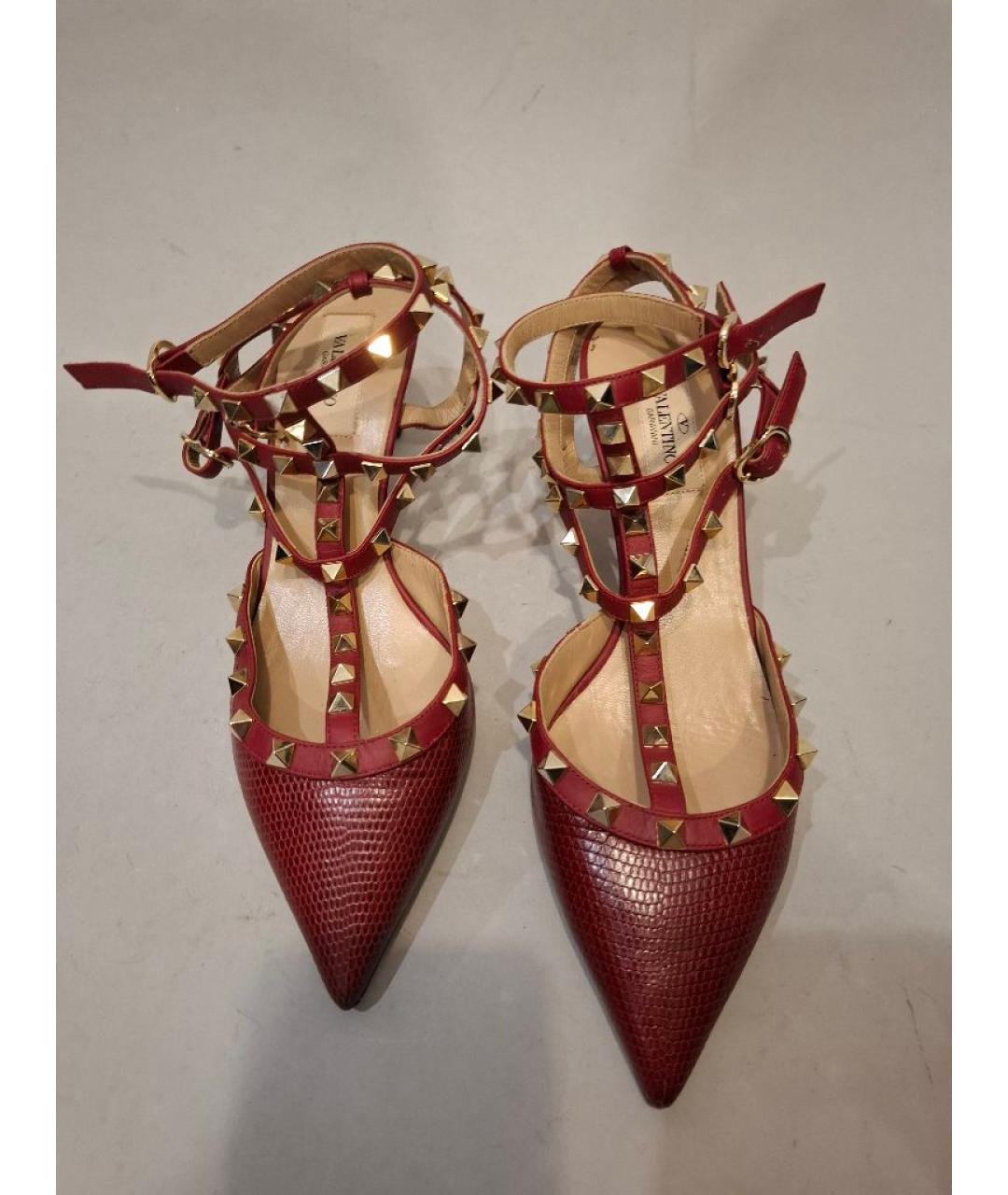 VALENTINO Бордовые кожаные босоножки, фото 2