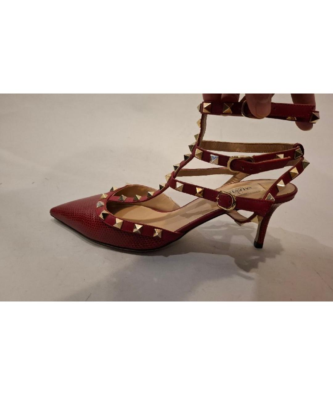VALENTINO Бордовые кожаные босоножки, фото 5