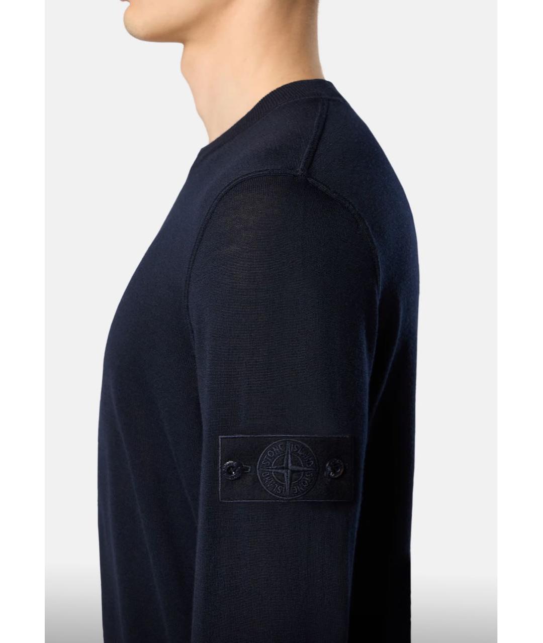 STONE ISLAND Темно-синий шерстяной джемпер / свитер, фото 3