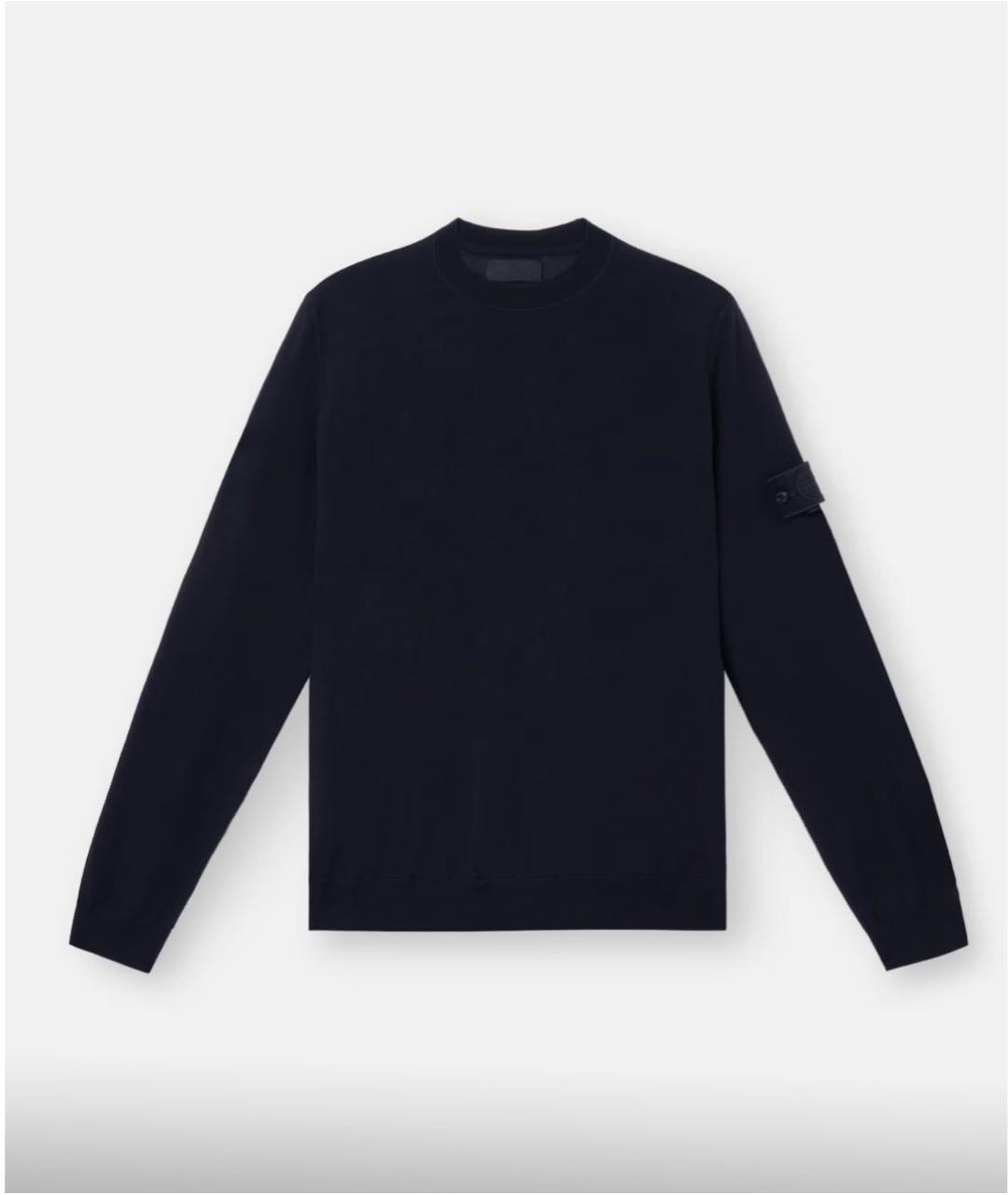 STONE ISLAND Темно-синий шерстяной джемпер / свитер, фото 6