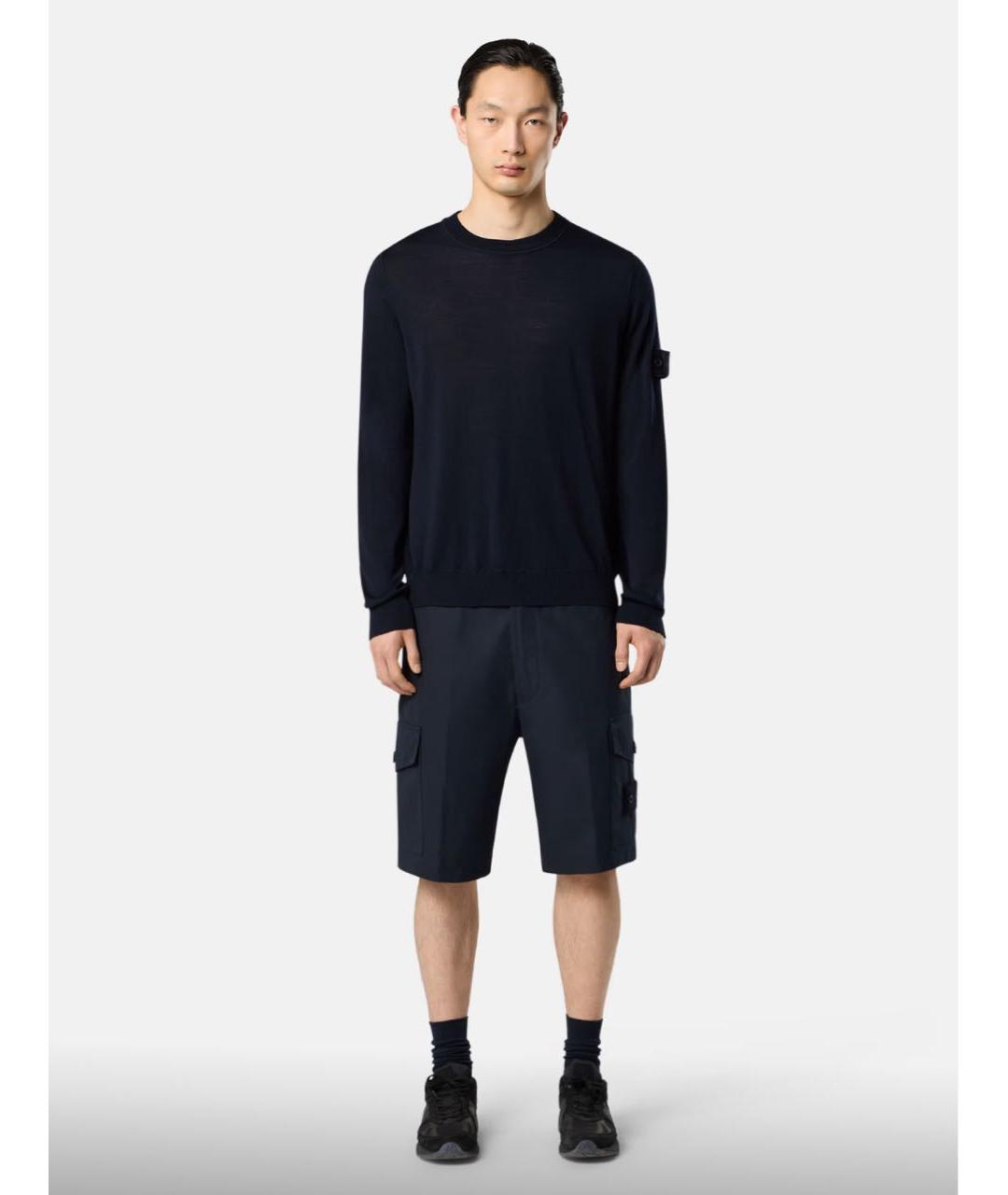 STONE ISLAND Темно-синий шерстяной джемпер / свитер, фото 4