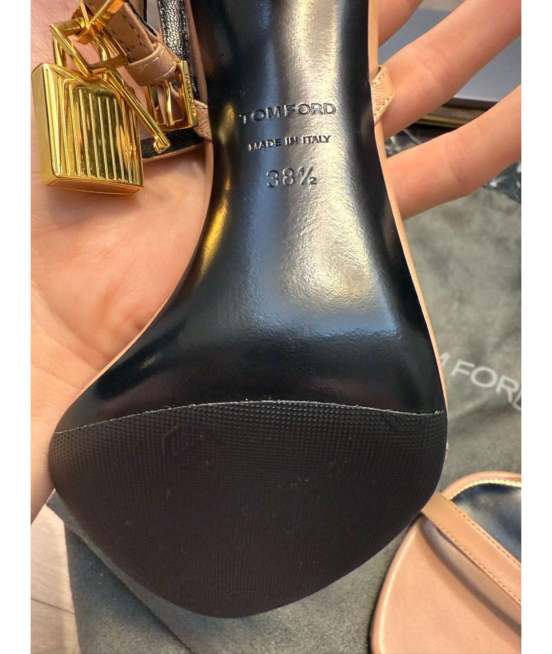 TOM FORD Бежевые кожаные босоножки, фото 5