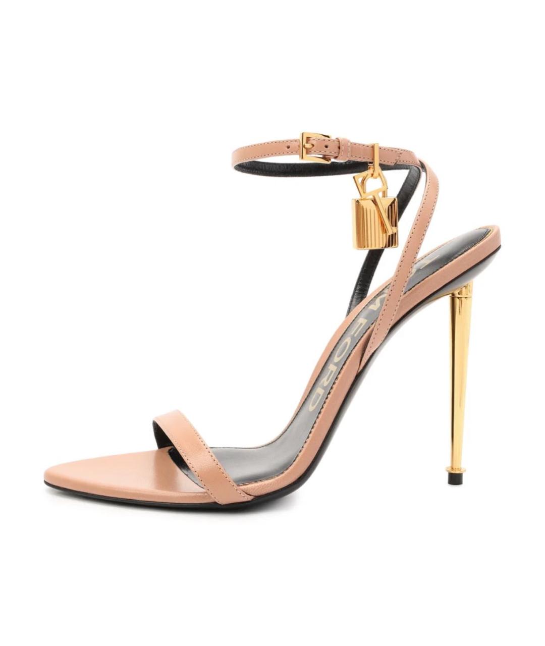 TOM FORD Бежевые кожаные босоножки, фото 7