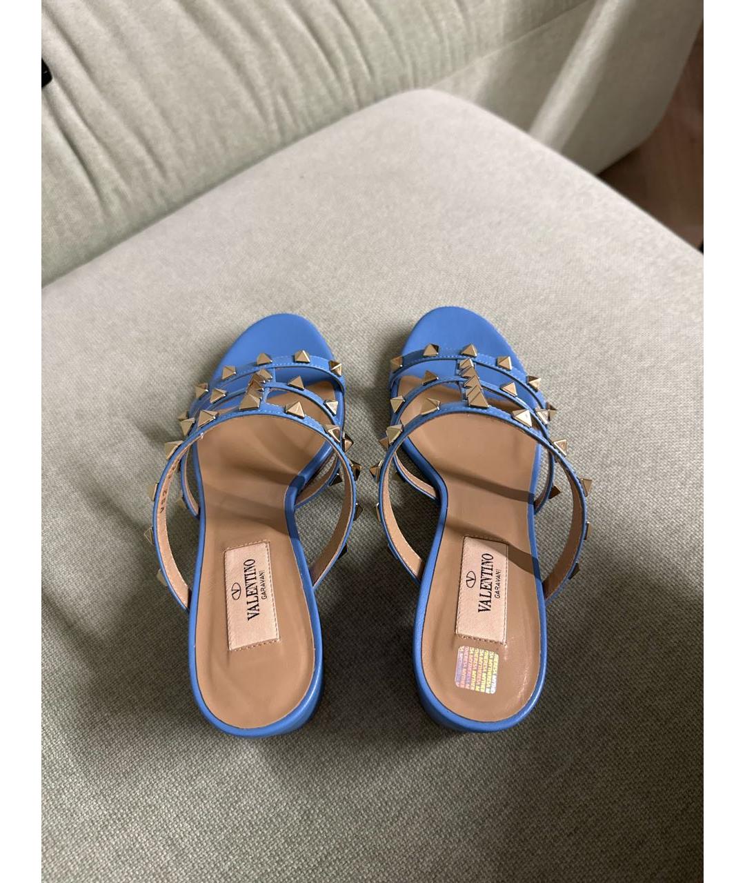 VALENTINO Синие кожаные босоножки, фото 3