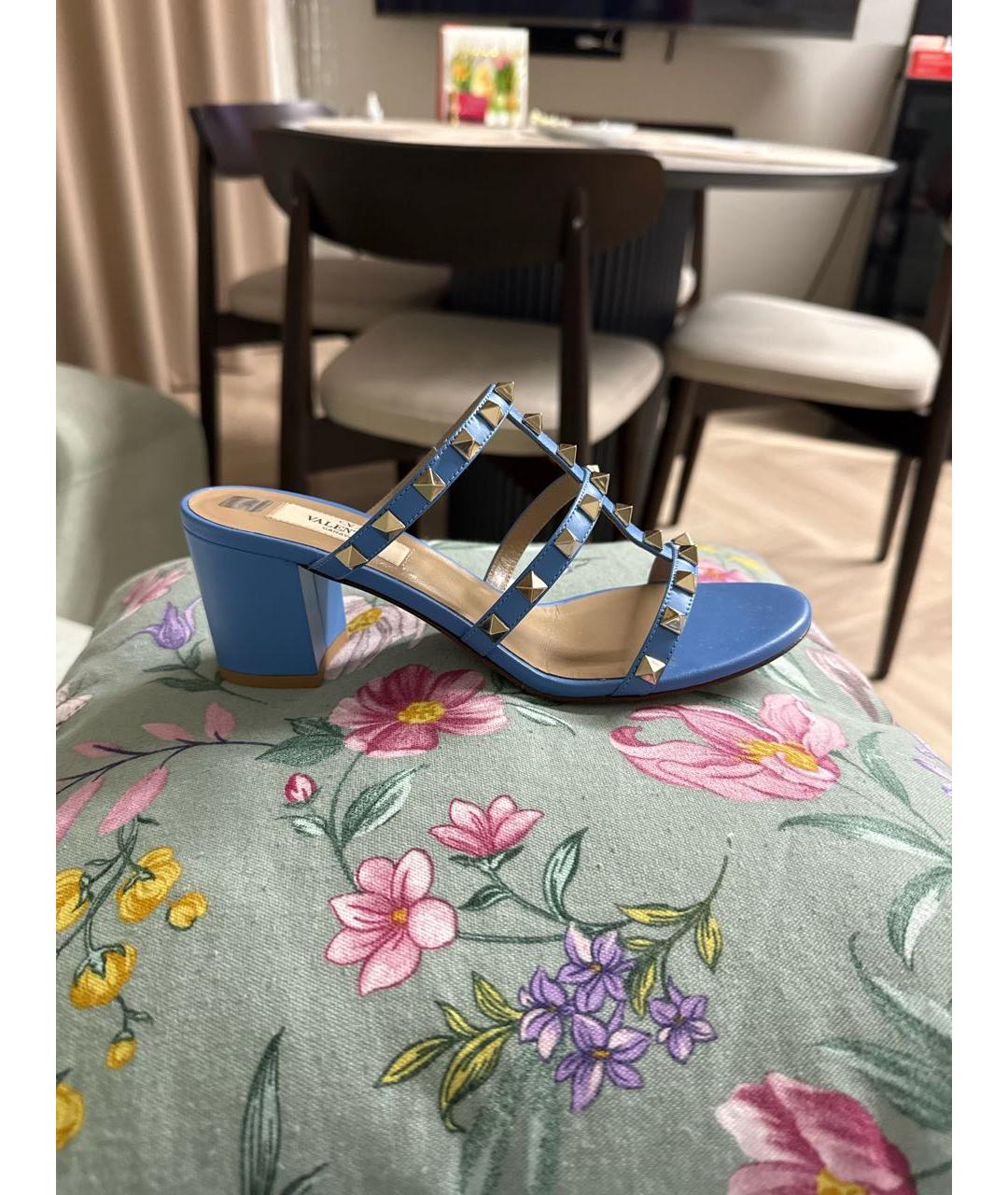 VALENTINO Синие кожаные босоножки, фото 5