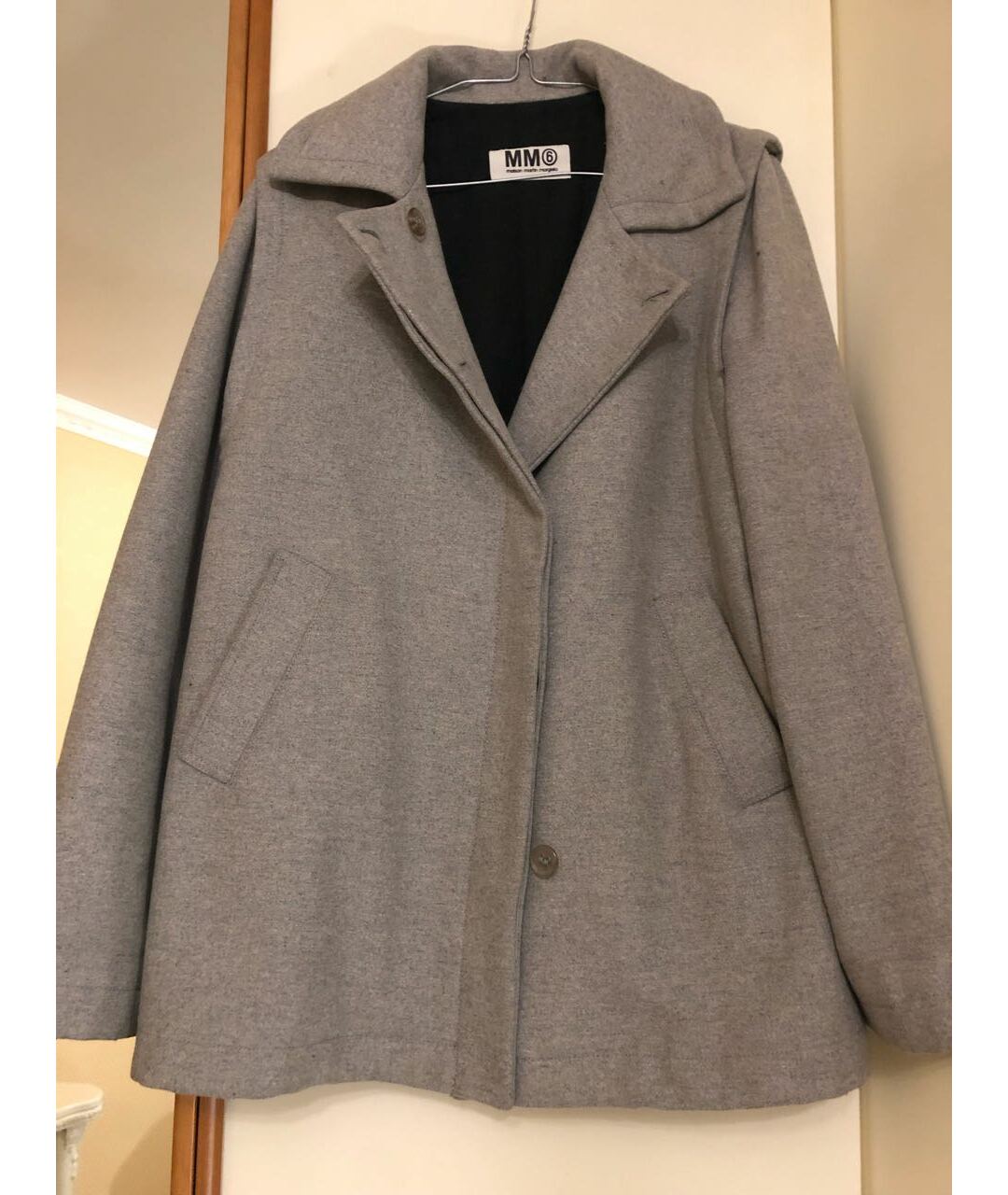 MM6 MAISON MARGIELA Серое шерстяное пальто, фото 9