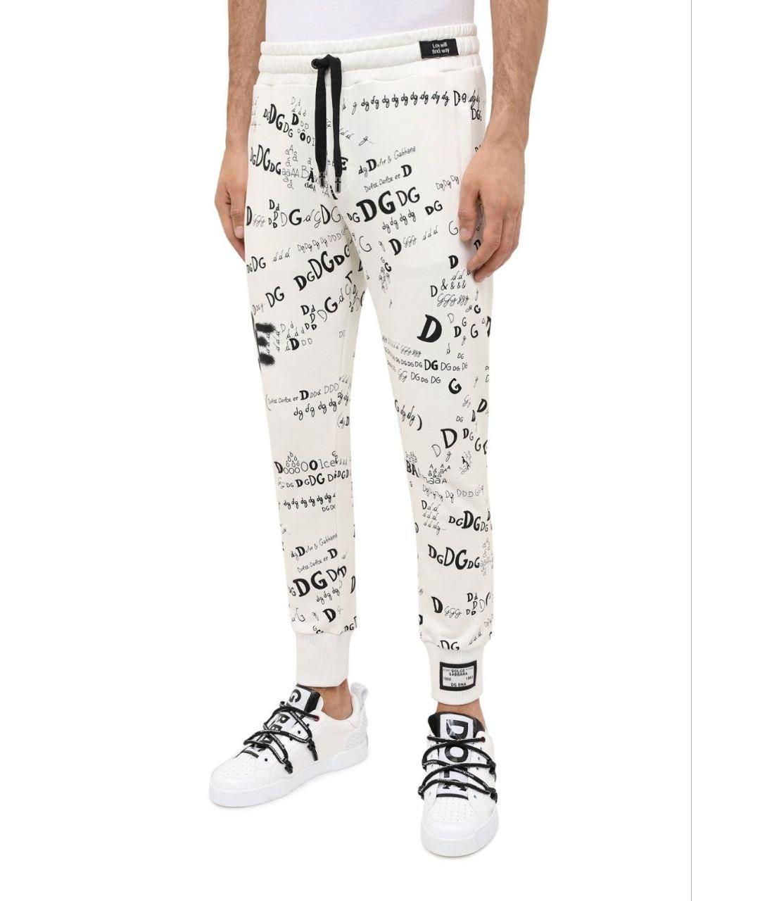 DOLCE&GABBANA Белые хлопковые повседневные брюки, фото 2