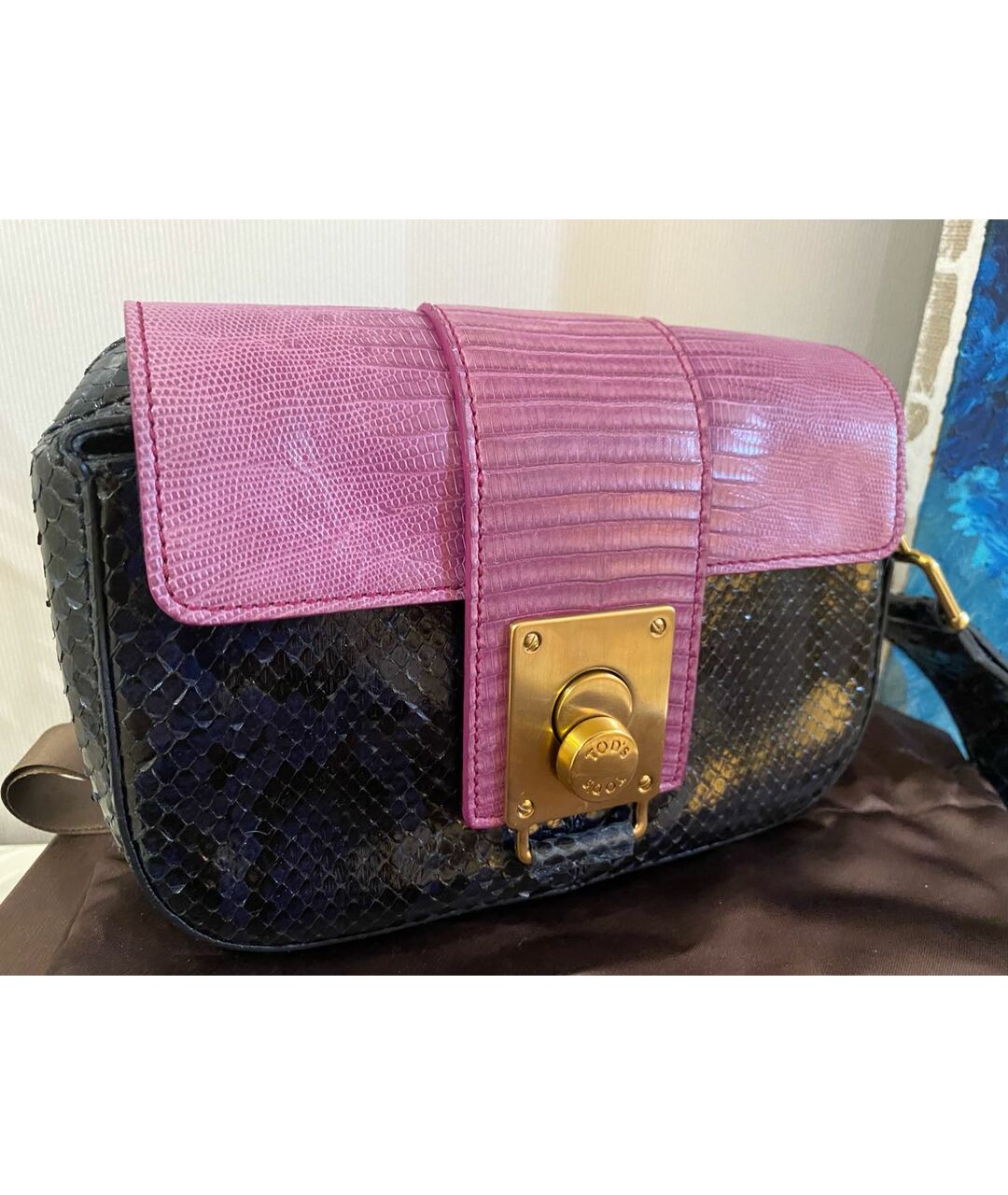 TOD'S Фиолетовая сумка тоут из экзотической кожи, фото 2
