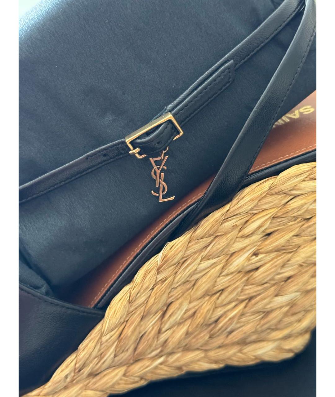 SAINT LAURENT Черные кожаные босоножки, фото 4
