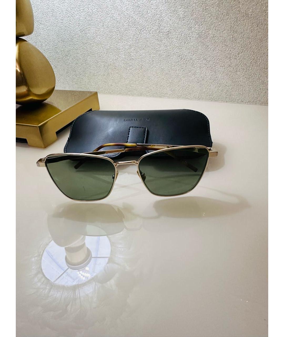SAINT LAURENT Зеленые металлические солнцезащитные очки, фото 4