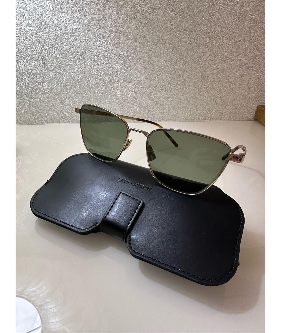 SAINT LAURENT Зеленые металлические солнцезащитные очки, фото 2