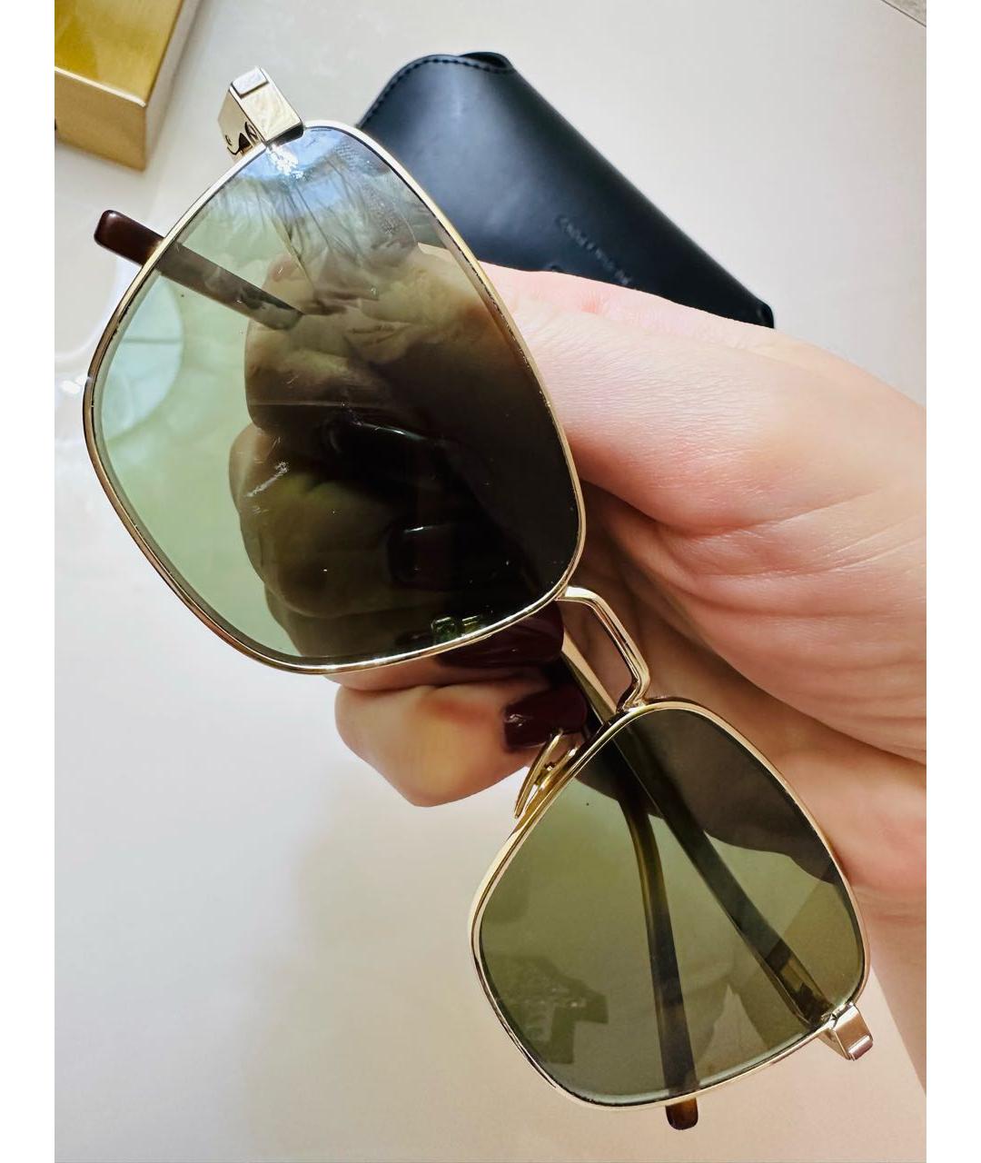 SAINT LAURENT Зеленые металлические солнцезащитные очки, фото 3