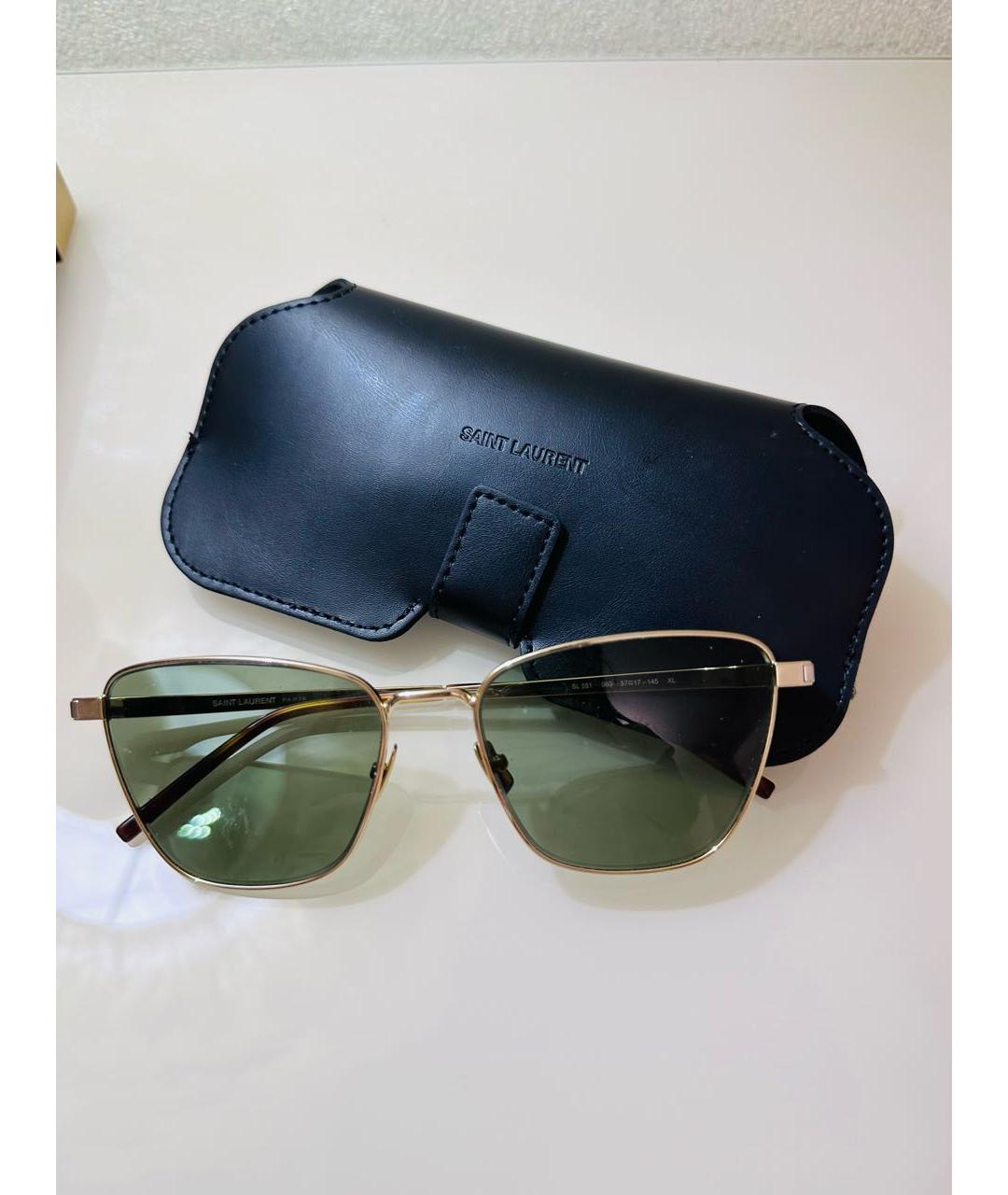 SAINT LAURENT Зеленые металлические солнцезащитные очки, фото 5