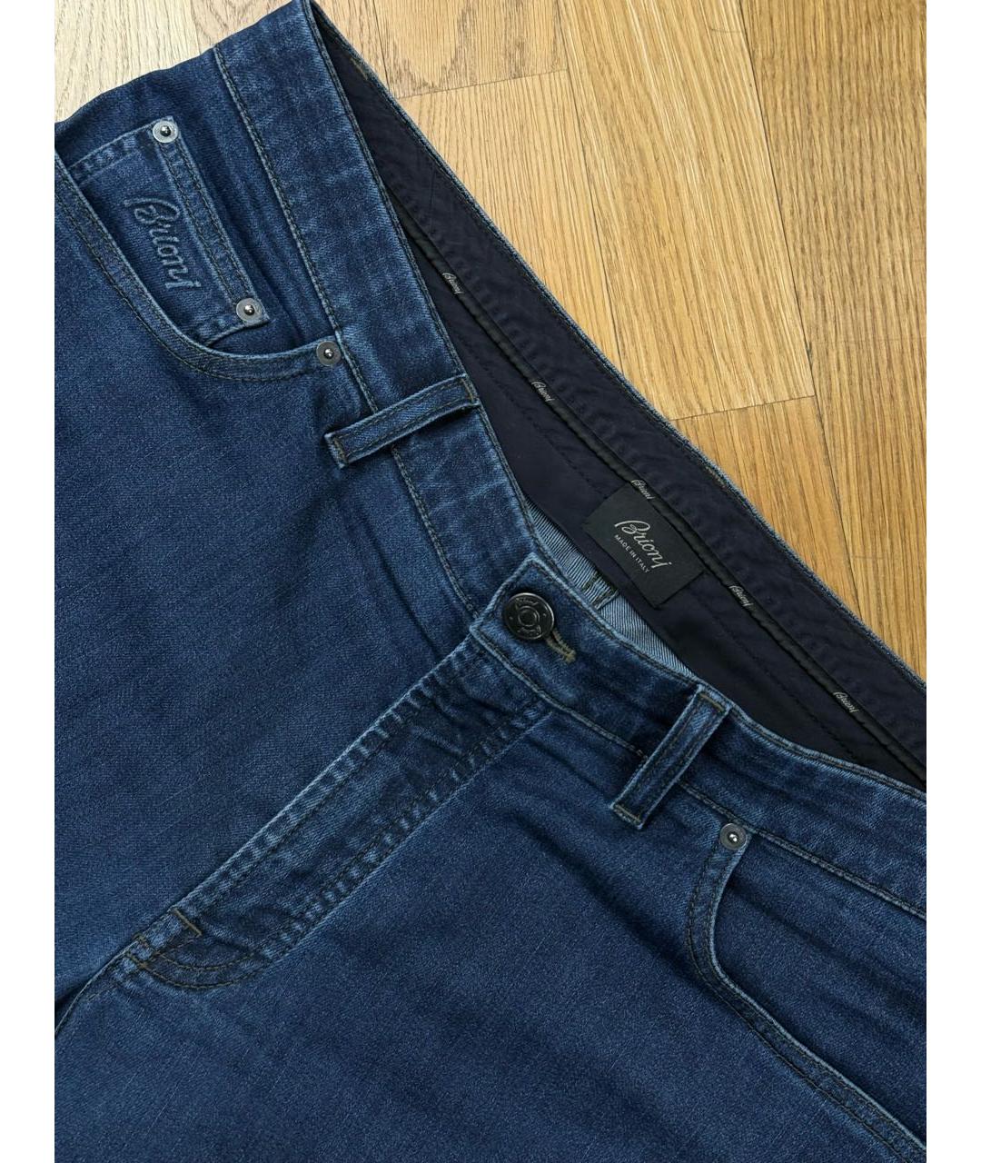 BRIONI Синие хлопко-эластановые прямые джинсы, фото 6