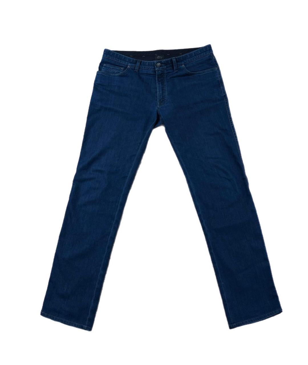BRIONI Синие хлопко-эластановые прямые джинсы, фото 8