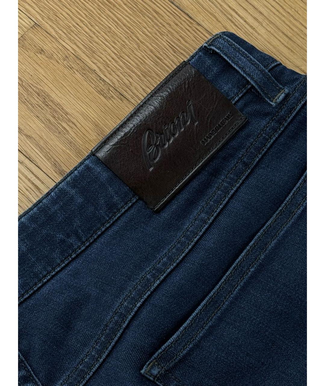 BRIONI Синие хлопко-эластановые прямые джинсы, фото 5