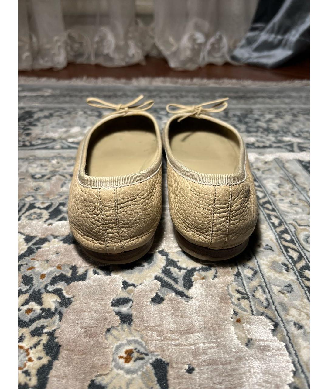 GUCCI Бежевые кожаные балетки, фото 4