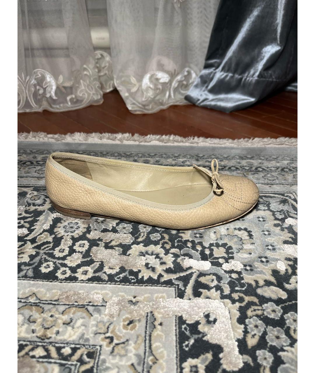 GUCCI Бежевые кожаные балетки, фото 8