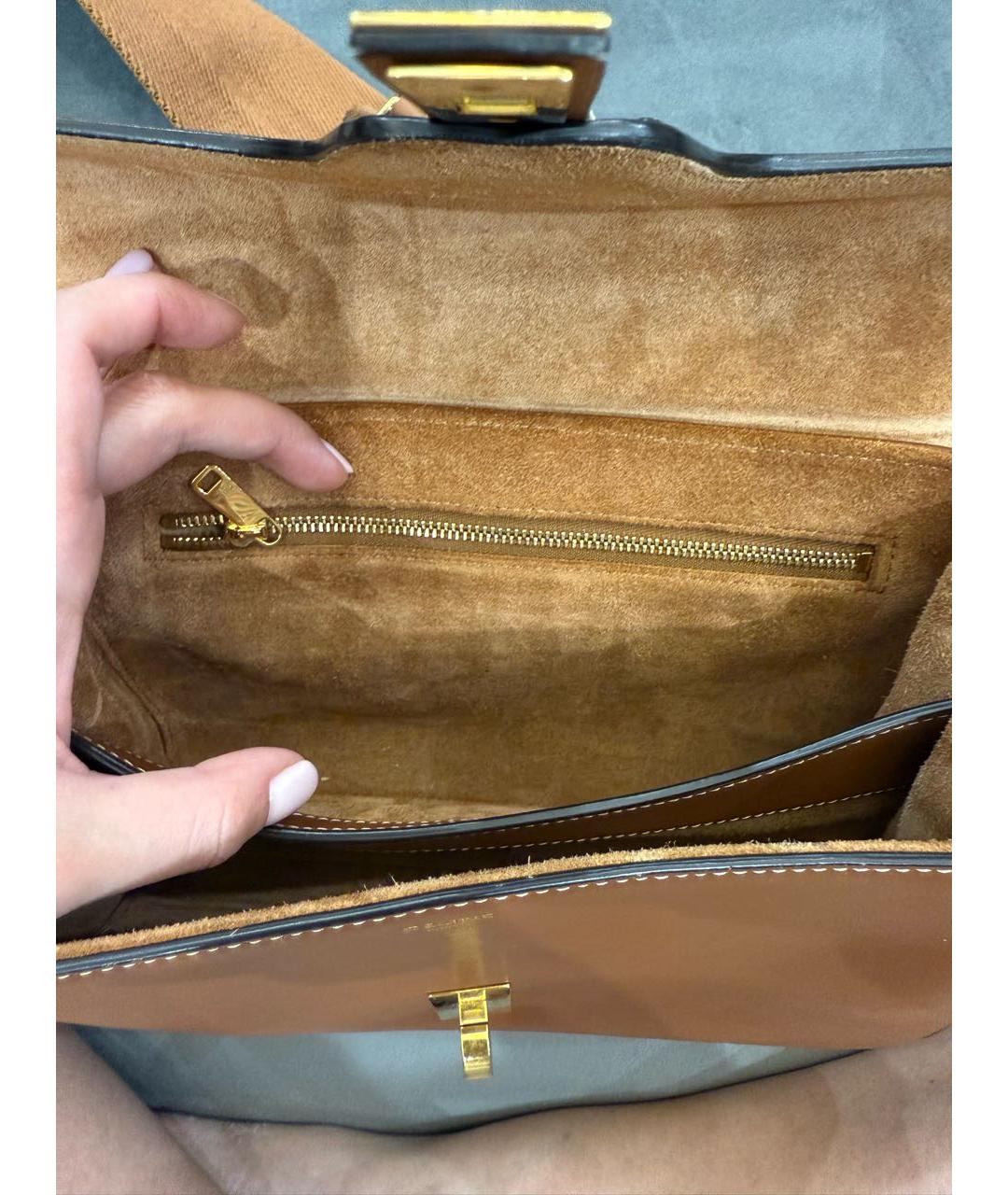 CELINE Коричневая кожаная сумка через плечо, фото 4