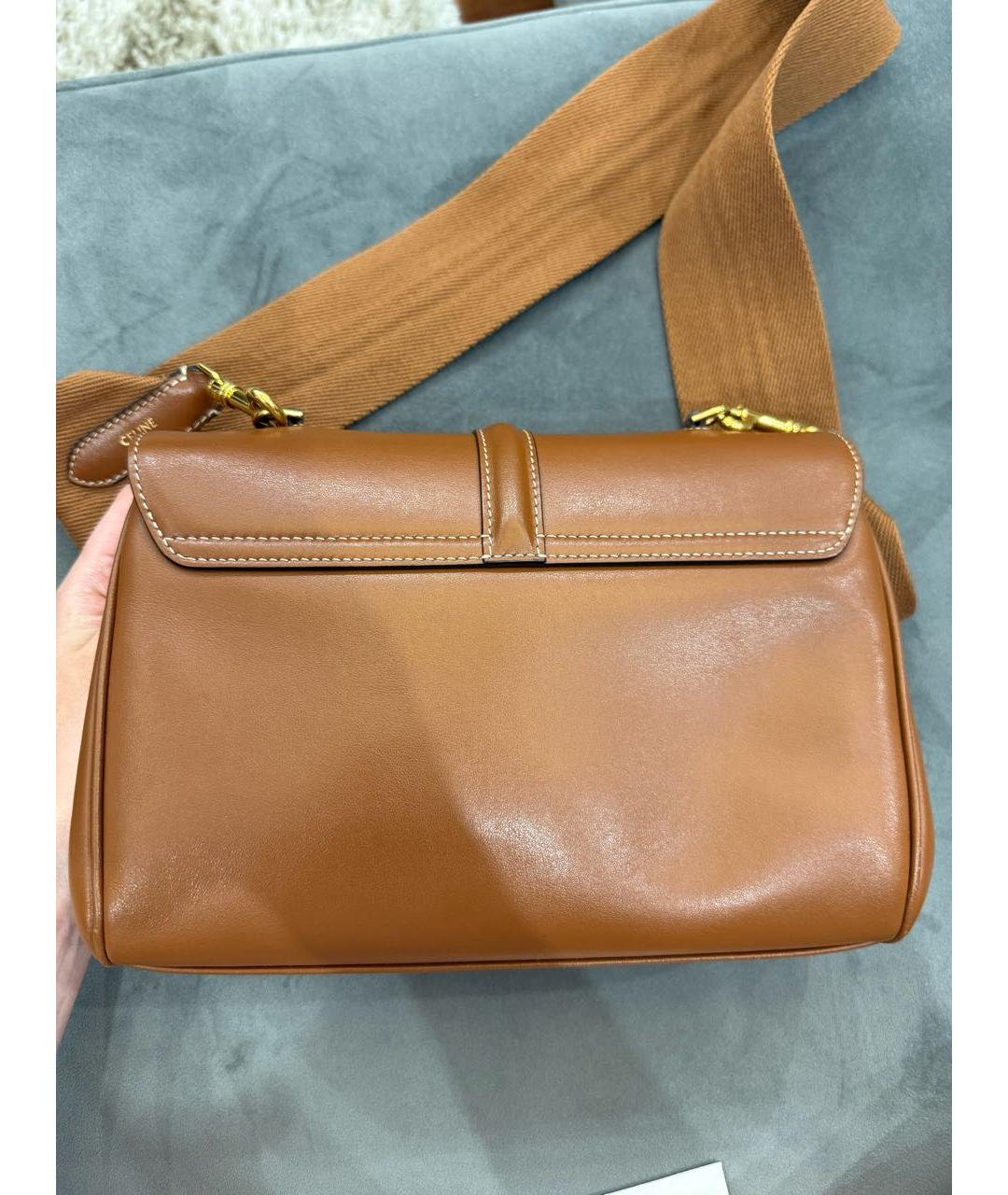 CELINE Коричневая кожаная сумка через плечо, фото 3